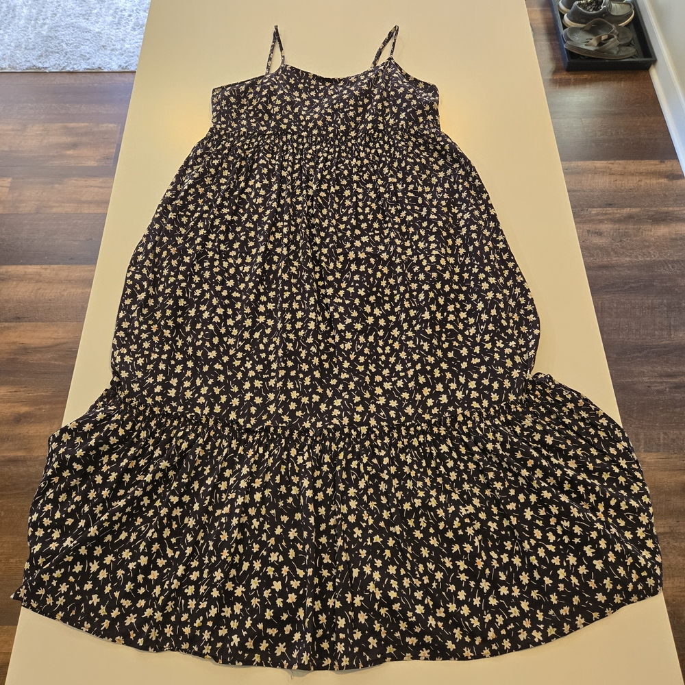 Madewell Navy Midi Floral Dress with Spaghetti Straps